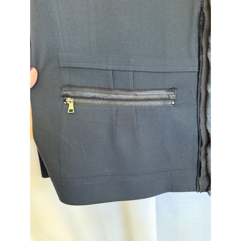 Tahari Woman Black Open Front Jacket Size 20 Ruffle Trim Career Blazer - Picture 3 of 7